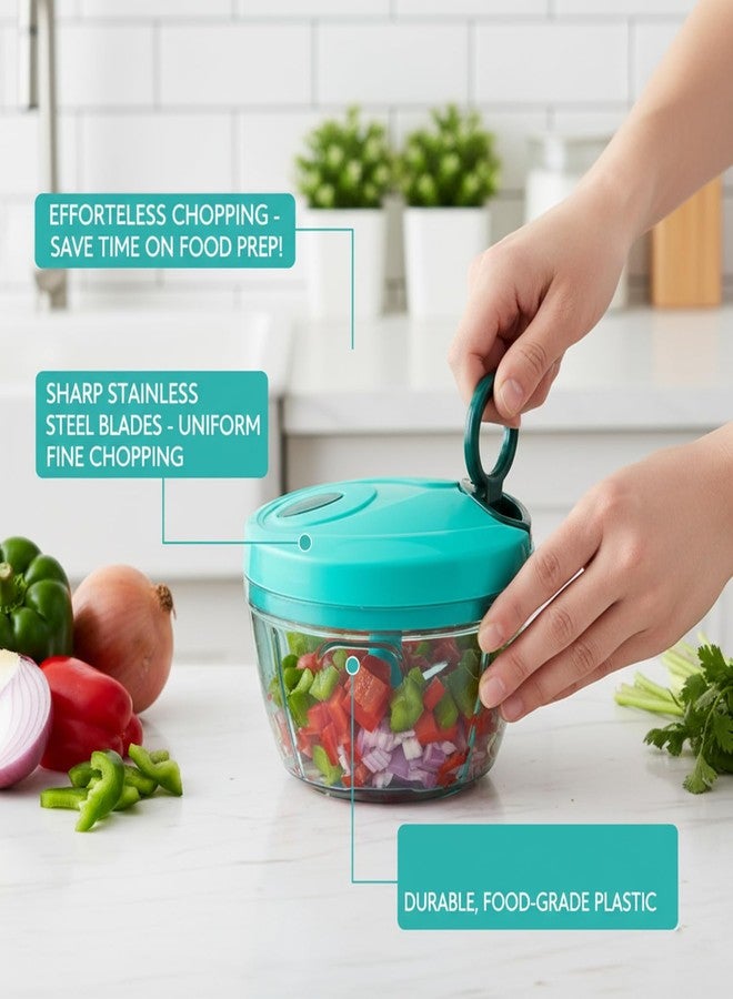 KBS Chopper Mini Handy and Compact for Effortlessly Chopping Vegetables and Fruits for Your Kitchen Accessories with 3 Blades Green, Polypropylene 400 ml - Image 3